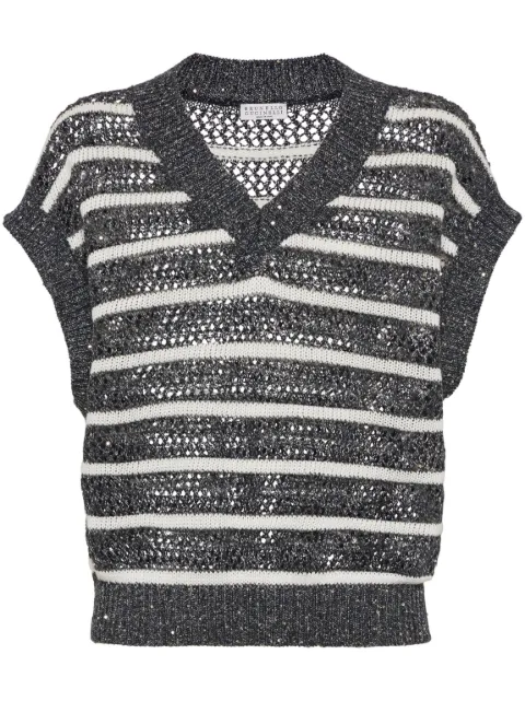 Brunello Cucinelli sequin-embellished top Grey MCO558902CAS74