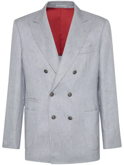 Brunello Cucinelli double-breasted linen blazer Grey MR4897BBDKC010