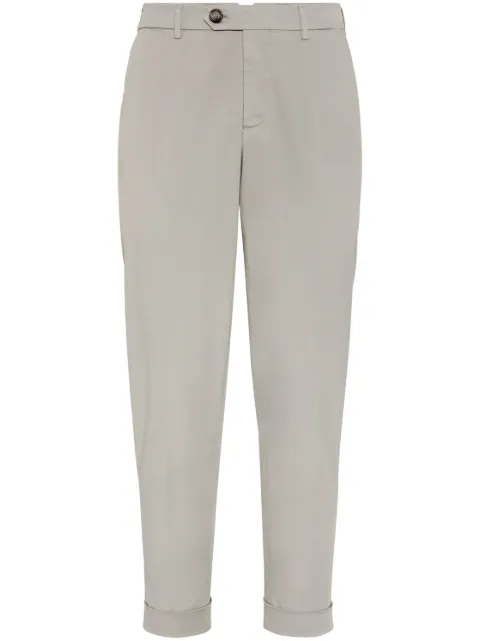 Brunello Cucinelli Garment-dyed Italian fit trousers in American Pima comfort cotton gabardine Neutrals M289LI1770C6018