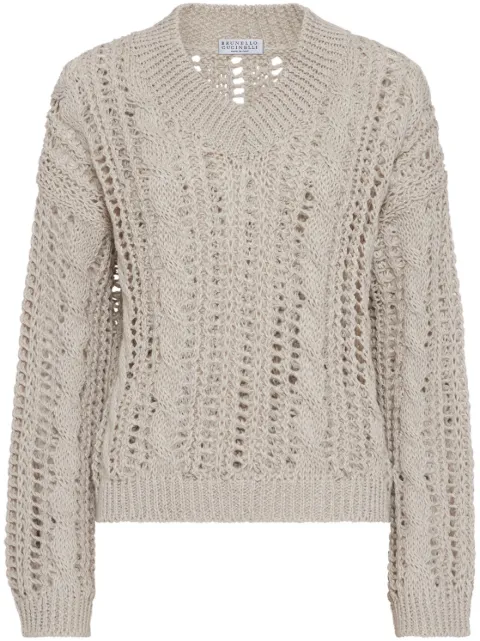 Brunello Cucinelli open-knit sweater Neutrals M3Y351812C9732