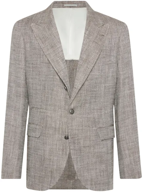 Brunello Cucinelli chevron blazer Brown MR4767BFDKC048