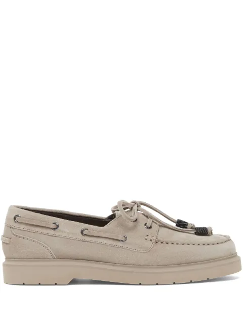 Brunello Cucinelli Monili-chain Boat shoes Grey MZSFG2955C5859