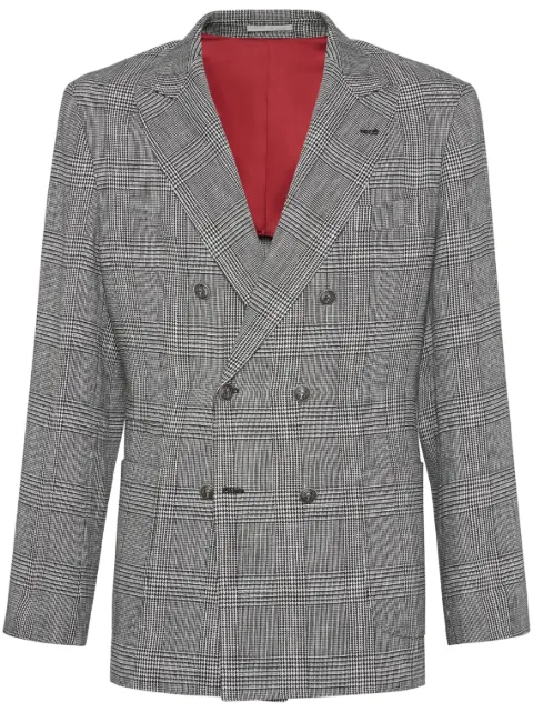 Brunello Cucinelli plaid double-breasted blazer Black MB4277BBDKC101