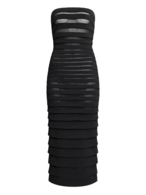 Alaïa strapless textured midi dress Black AA9R2555K009A