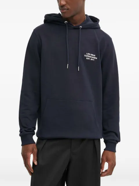 Les Deux logo hooded sweatshirt Blue LDM201099