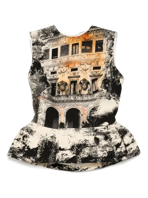 Isabel Sanchis landscape print peplum top Yellow 106MAKOTOP