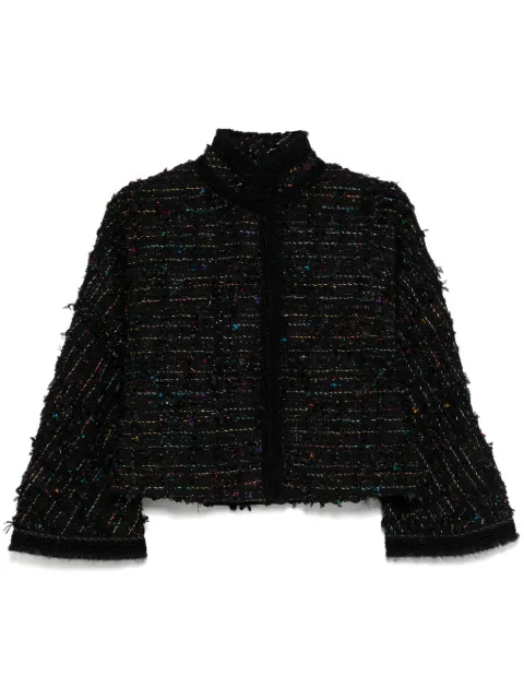 SHIATZY CHEN Sense of Ink Collection mandarin collar tweed jacket Black 641106