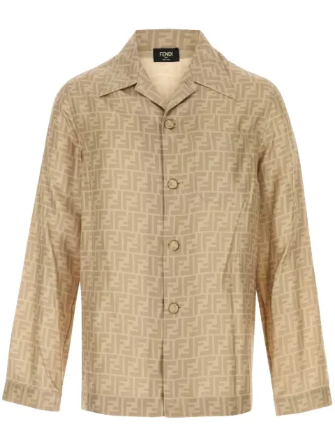 FENDI FF-print silk shirt Neutrals FS1300AKEE