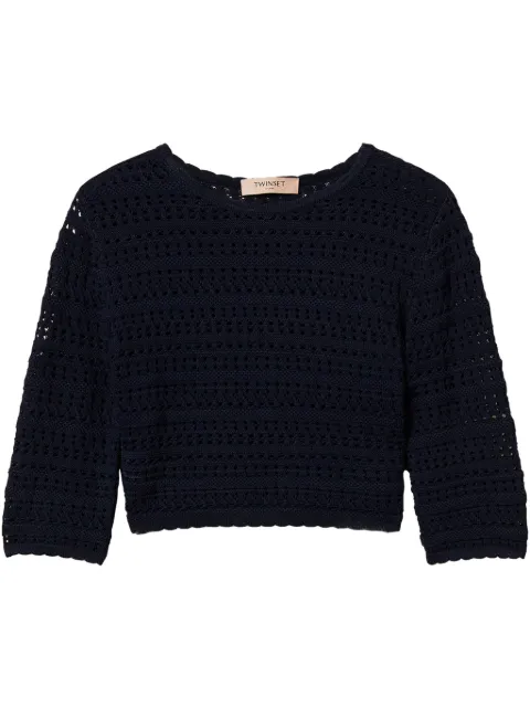 TWINSET cropped open-knit jumper Blue 251TP3192