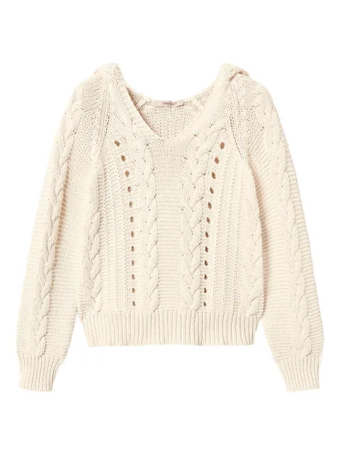 TWINSET cable-knit hoodie Neutrals 251TP3460
