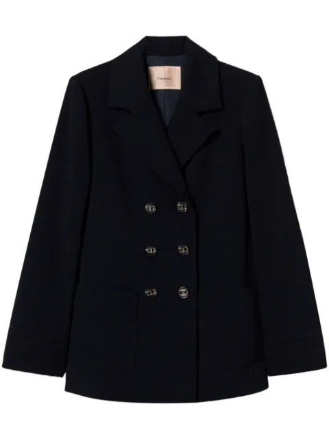 TWINSET embroidered double-breasted jacket Blue 251TP2040