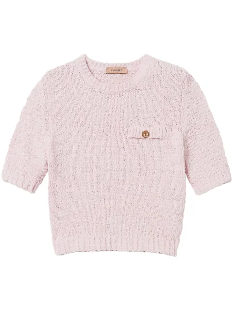 TWINSET Oval T button cropped jumper Pink 251TP3440