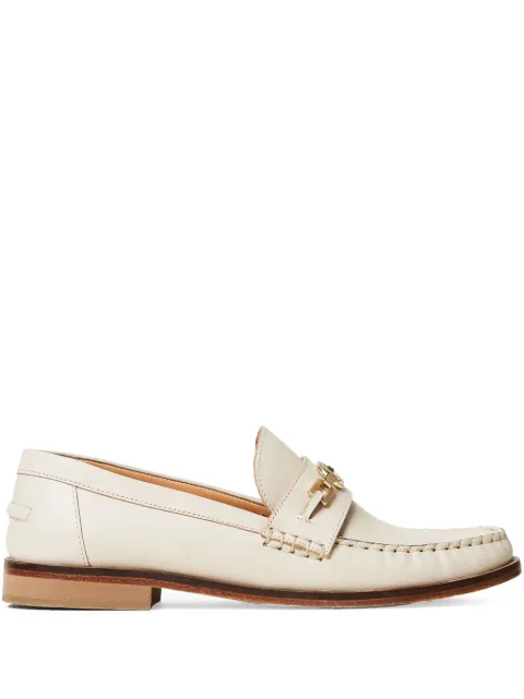 TWINSET Oval T leather loafers White 251TCP130