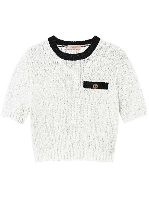 TWINSET Oval T button cropped jumper Multicolour 251TP3440