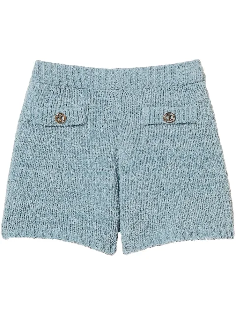 TWINSET Oval T button-detail shorts Blue 251TP3441