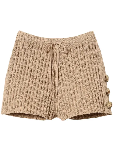TWINSET button-detail ribbed-knit shorts Brown 251TP3202