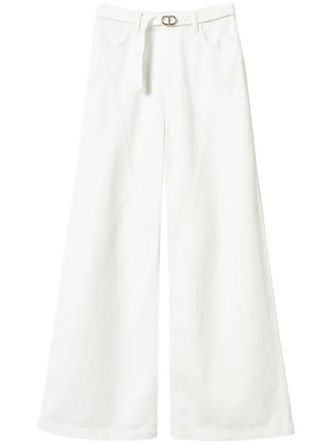 TWINSET Oval T wide-leg jeans White 251TP2591