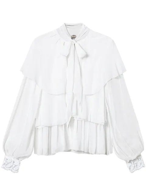 TWINSET lace-detail georgette blouse White 251TP2741