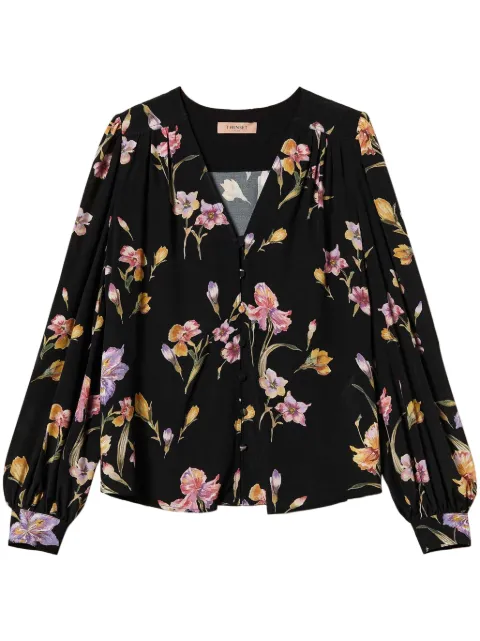TWINSET crêpe de chine floral shirt Black 251TP2774