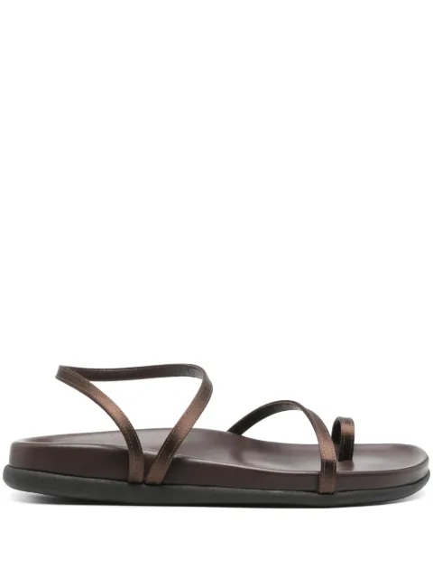 Ancient Greek Sandals Eleftheria sandals Brown ELEFTHERIAFOOTBEDSATIN