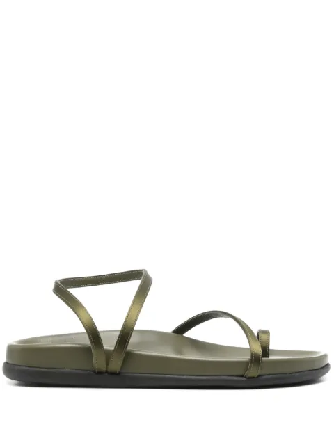 Ancient Greek Sandals Eleftheria sandals Green ELEFTHERIAFOOTBEDSATIN