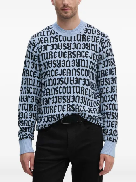 Versace Jeans Couture text-motif sweater Blue 77GAFM03CMN91