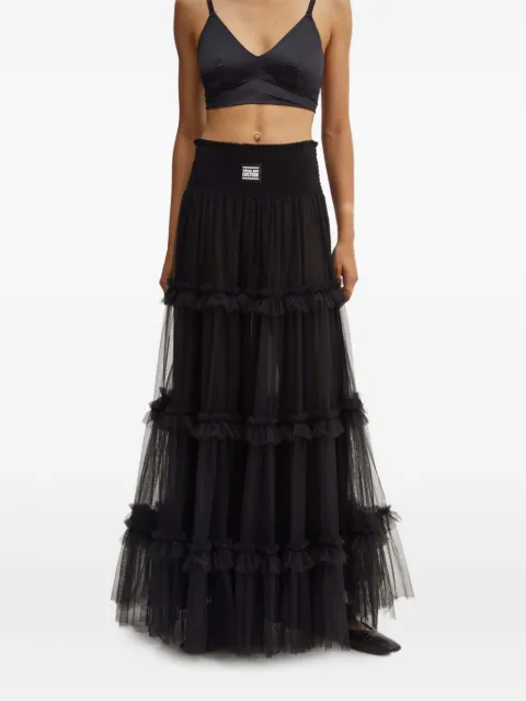 Versace Jeans Couture ruffled smocked midi dress Black 77HAE800J0144