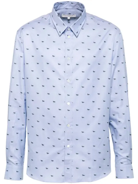 Maison Kitsuné Fox-print shirt Blue MM00408WC5022B410