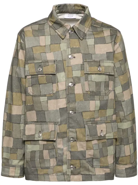 Maison Kitsuné geometric-print shirt jacket Green NM02118WW90130005