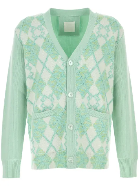 Givenchy argyle intarsia-knit cardigan Green BM90TJ4YL0