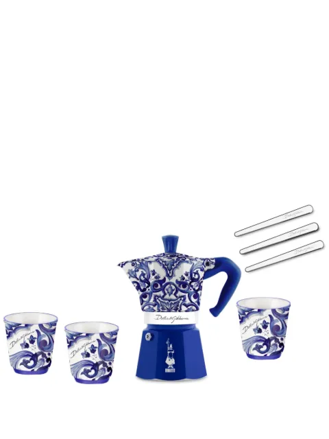 Bialetti x Dolce & Gabanna Moka Express Blu Mediterraneo set (three-person setting) Blue 0005394