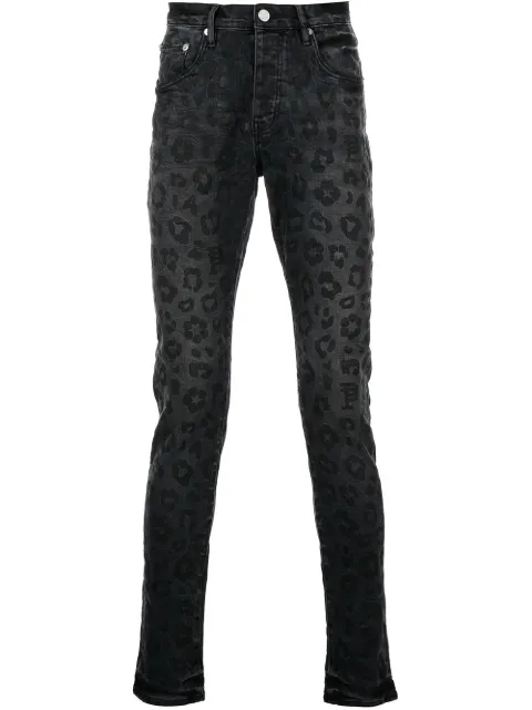 Purple Brand Monogram Leopard Print Jeans "Black" Black P001BMLP222