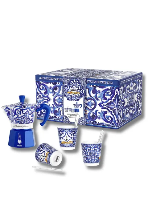 Bialetti x Dolce & Gabanna Moka Express Blu Mediterraneo set (three-person setting) Blue 0005395
