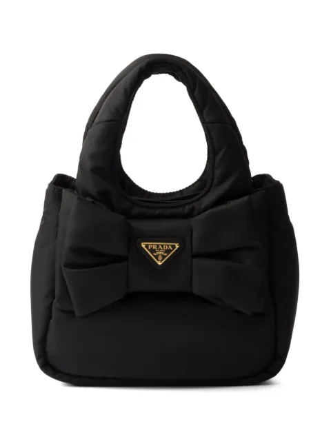 Prada mini padded Re-nylon bag with bow Black 1BA359VOXORP0C