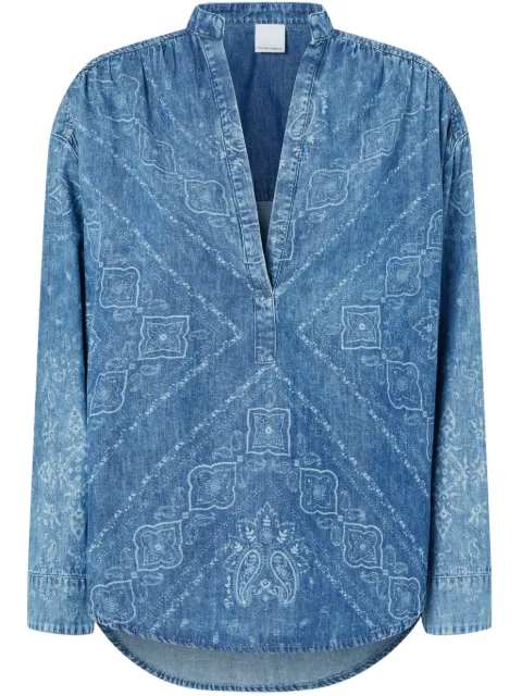 PINKO bandana-print denim blouse Blue 104975A2I8