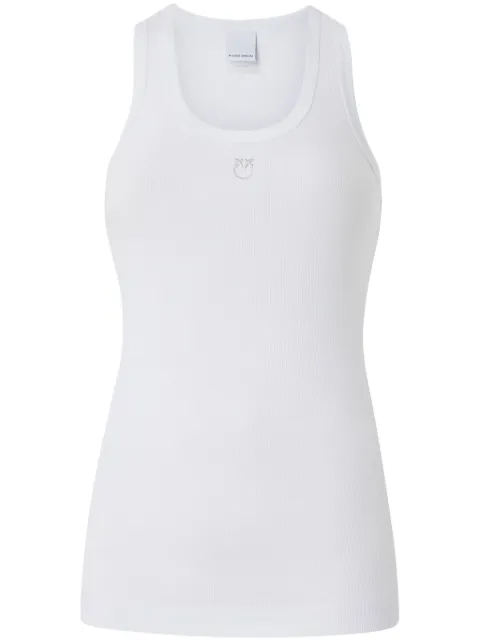 PINKO ribbed vest top with birds logo White 100807A2C1