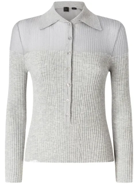 PINKO ribbed polo top Grey 105016A2E7