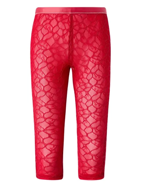 PINKO lace-detail cropped leggings Red 105226A2M5