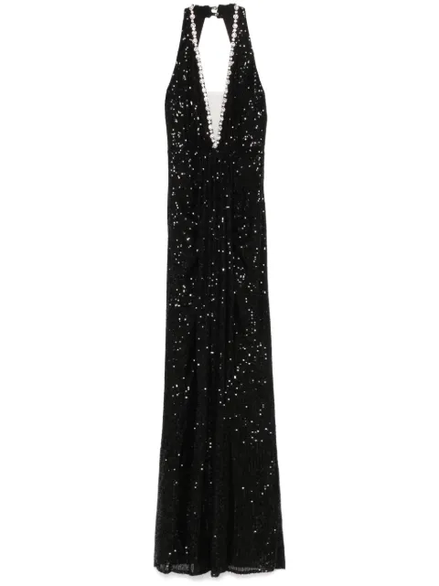 NISSA sequinned halterneck maxi dress Black RS15904