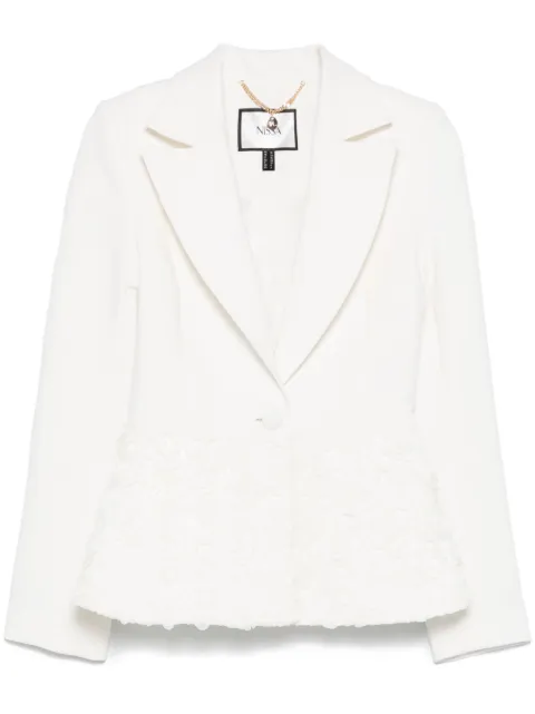 NISSA 3D flowers single-breasted blazer White S15411WHITE