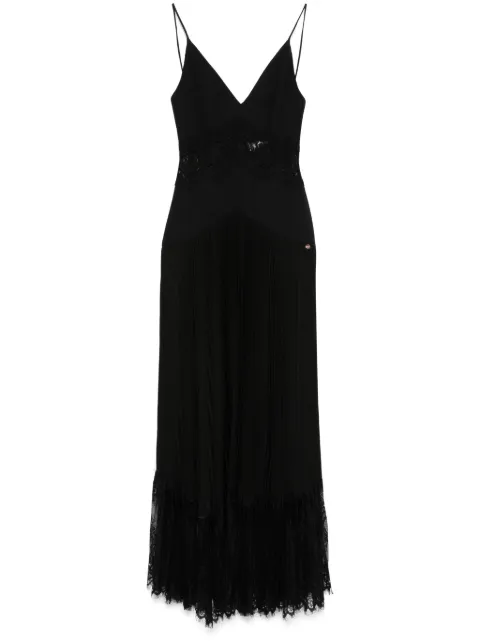 NISSA lace-panel midi dress Black RS15916