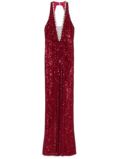 NISSA sequinned halterneck maxi dress Red RS15904