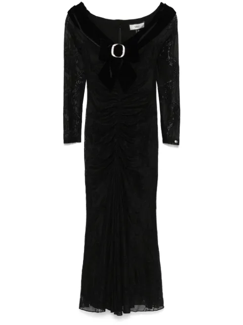 NISSA bow-detail lace midi dress Black RS15895