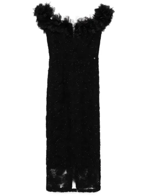 NISSA floral-detail lace midi dress Black RS15521BLACK