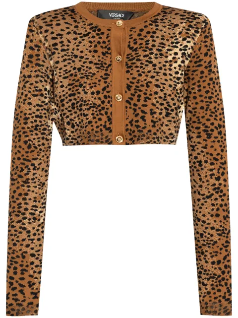 Versace leopard-print cropped cardigan Brown 10110201A13230