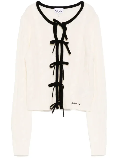 GANNI lace-up fastening cardigan White K2412