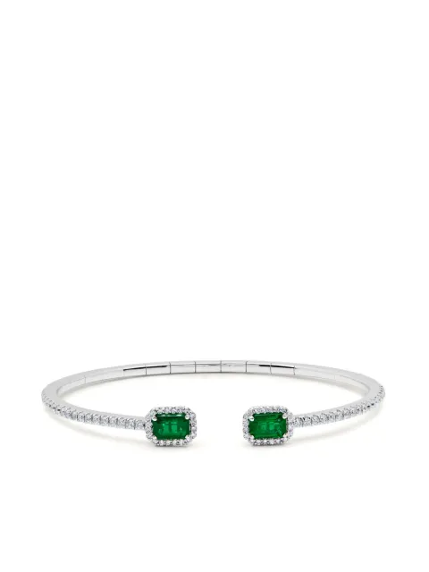 Jewels Aficionado 18kt white gold diamond and emerald cuff Silver JAB23EWG