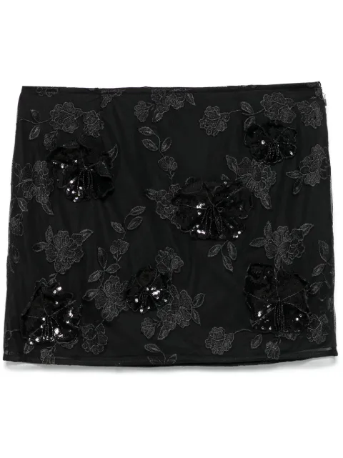 ROTATE BIRGER CHRISTENSEN mesh flower mini skirt Black 113587100