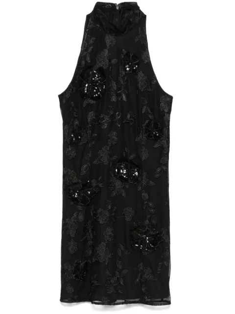ROTATE BIRGER CHRISTENSEN floral-embroidered mesh mini dress Black 113584100