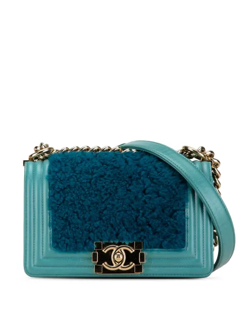 CHANEL Pre-Owned 2016-2017 Small Shearling Boy Flap crossbody bag Blue H93SKBP1N2PWUWBA